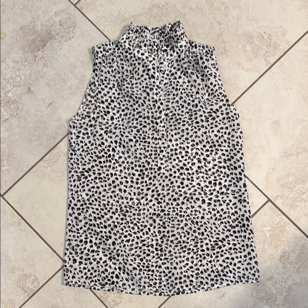J. Crew Black and White Animal Print Top